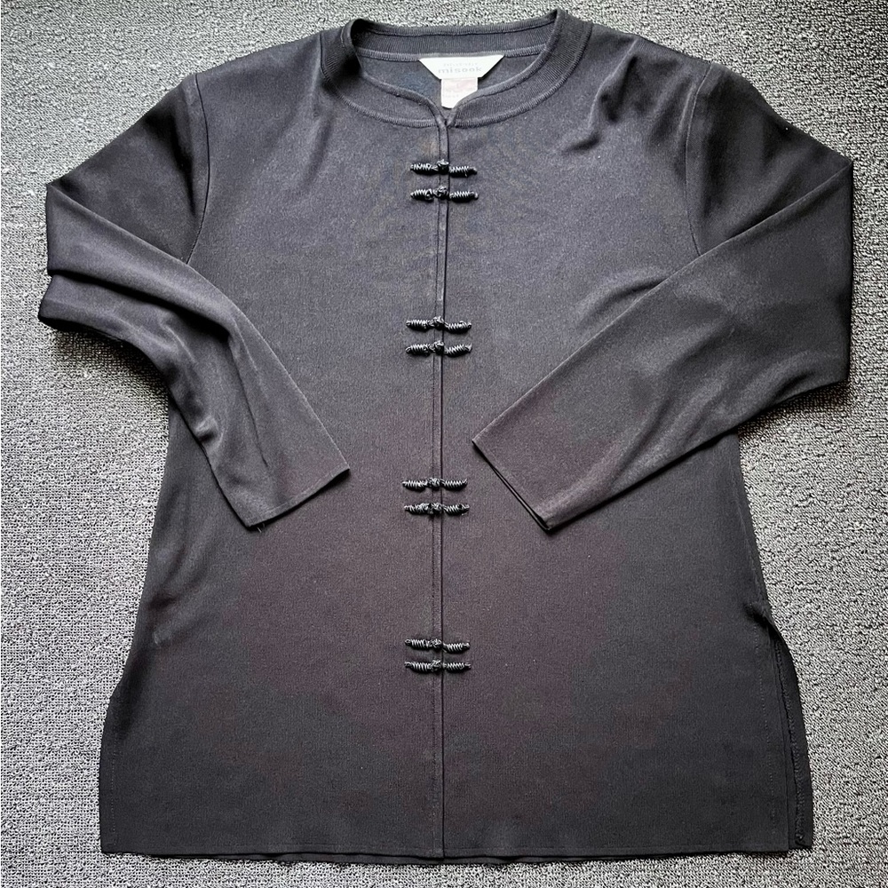 Misook Black Tunic with Mandarin Styling.